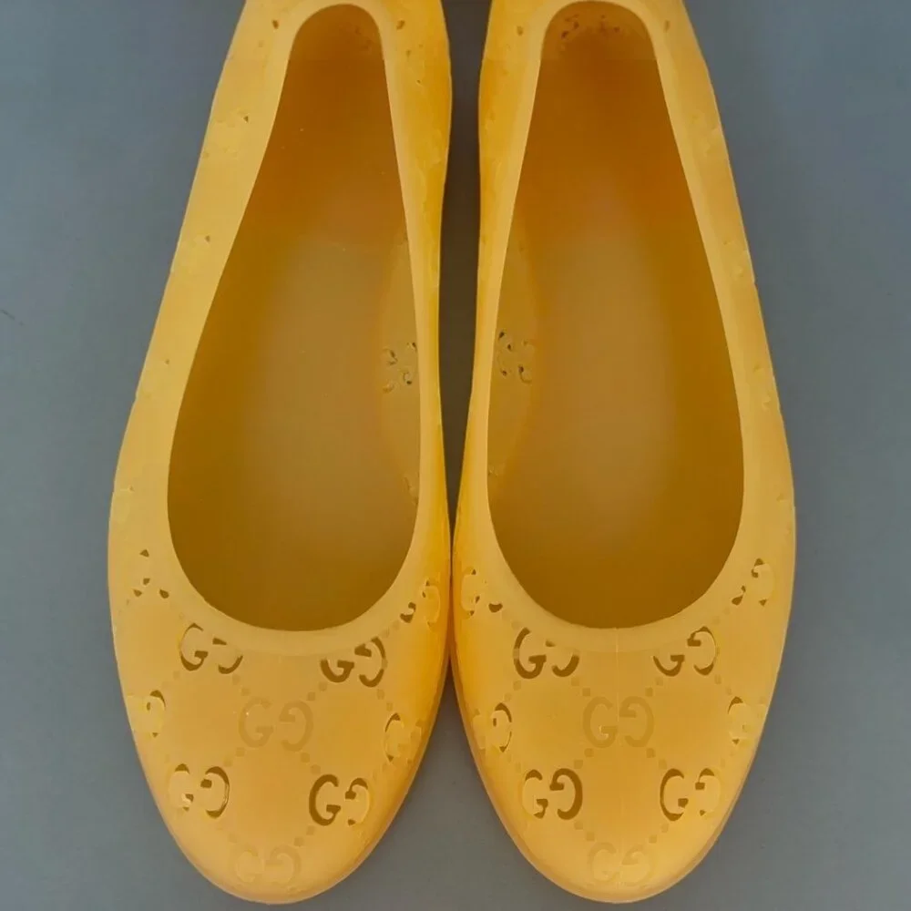 Authentic Gucci Yellow GG Rubber Jelly Ballet Flats EU 40 (US 9.5-10) NIB - Picture 11 of 15